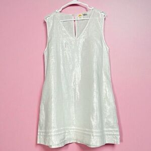 C&C California Shimmering White Dress.100% Linen.Large.